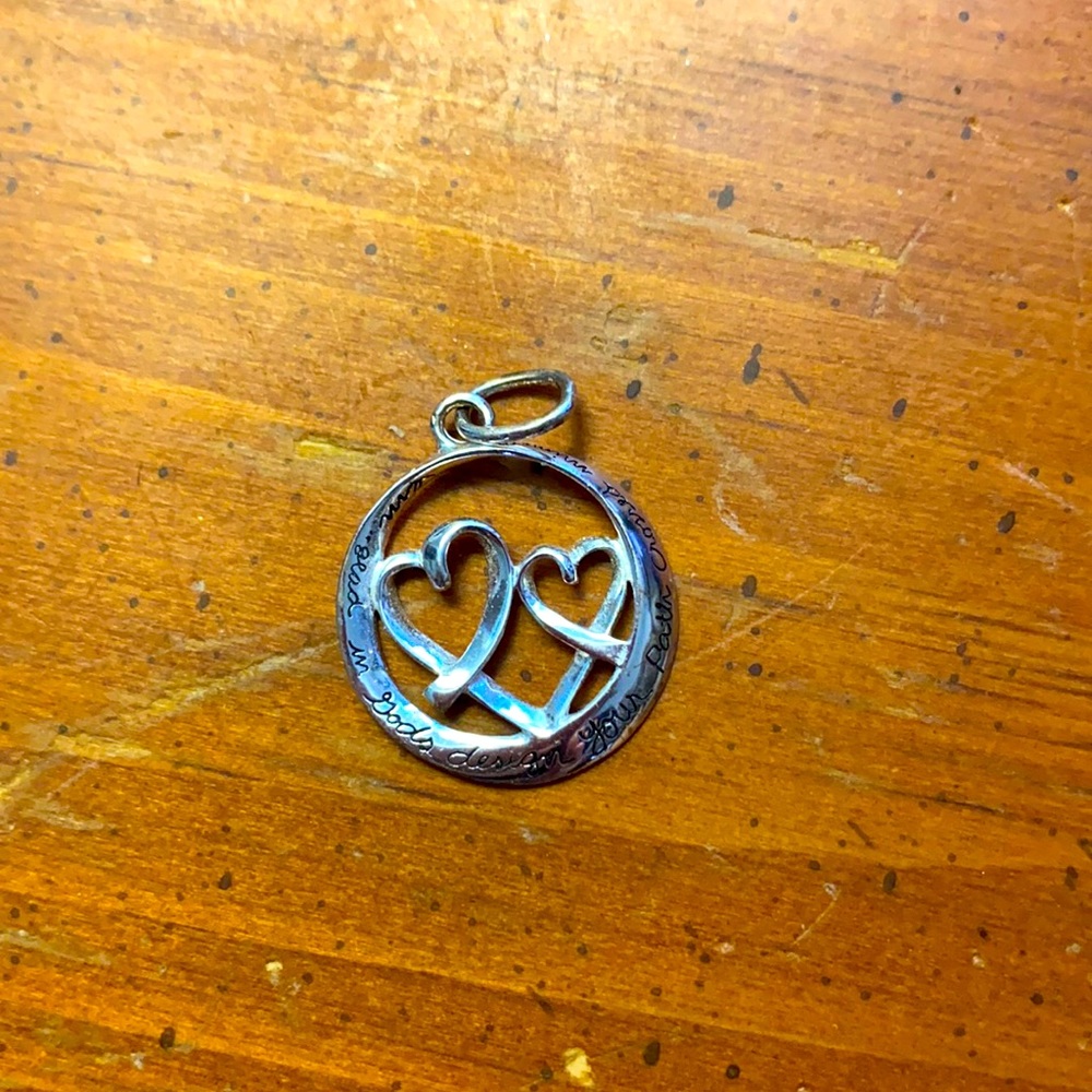 Silver Heart Necklace Charm Crossed Path Gods Plan